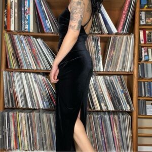 Hot Kiss Black Slit Maxi Dress